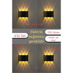 Tuka Home 4'lü Set Modern 1.sınıf Kalite 10W Led Aplik Amber Renk Çift Yönlü İç ve Dış Ortam Kullanım