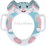 Tuka Home Tavşan Desenli PVC Klozet Adaptörü Yumuşak Kulp Destekli 1-6 Yaş Pembe Ergonomik Tasarım