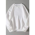 TÜKATO Beyaz Renk Basic Oversize Bisiklet Yaka Unisex Sweatshirt BEYAZ 2XL