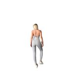 TÜKATO Kadın Gri Sırt Dekolteli Çapraz Bant Askılı Dar Kesim Toparlayıcı Yoga Pilates Tayt Spor Tulum Gri M