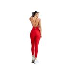TÜKATO Kadın Kırmızı Sırt Dekolteli Çapraz Bant Askılı Dar Kesim Toparlayıcı Yoga Pilates Tayt Spor Tulum KIRMIZI M
