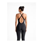 TÜKATO Kadın Siyah Sırt Dekolteli Çapraz Askılı Dar Kesim Toparlayıcı Yoga Pilates Tayt Spor Tulum