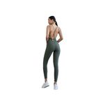 TÜKATO Kadın Yeşil Renk Sırt Dekolteli Çapraz Bant Askılı Toparlayıcı Yoga Pilates Tayt Spor Tulum YEŞİL M