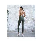 TÜKATO Kadın Yeşil Renk Sırt Dekolteli Çapraz Bant Askılı Toparlayıcı Yoga Pilates Tayt Spor Tulum YEŞİL S