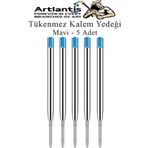Tükenmez Kalem Yedeği 5 Adet Tükenmez Kalem İçi Yedek Mavi Metal Tükenmez Kalem İçi Okul Ofis Jel Kalem İçi