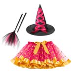 Tül Etek Kız Çocuk Karnaval Etek Cadılar Bayramı Örgü Tutu Etek Kızlar için Prop Stick Şapka 3 Parça Set Performans Cadılar Bayramı Karnaval Dans Partisi (6-8 Yıl)