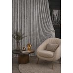 Tül Shop Spor Desenli Cam Kırığı 1-2 Seyrek Pileli Ekru 270x250 cm Tül Perde