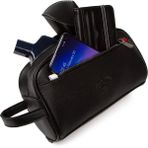 Tuldar Erkek Siyah Deri Portföy Clutch Traş Kozmetik Bakım Ve Günlük El Çantası (14X24CM) tul374 - 000-Siyah