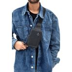 Tuldar Erkek Siyah Hakiki Deri Telefon Cüzdan Bölmeli Usb Kulaklık Çıkışlı Çapraz Göğüs Ve Omuz Çantası tul010
