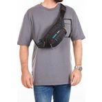 tuldar Siyah Kumaş Usb Kulaklık Çıkışlı Crossbody Çapraz Göğüs Omuz Ve Bel Çantası