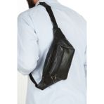 Tuldar Unisex Siyah Deri Fermuarlı Ayarlanabilir Askı Crossbody Omuz Göğüs Ve Bel Çantası tul548 - 000-Siyah