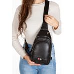 Tuldar Unisex Siyah Deri USB Kulaklık Çıkışlı Bodybag Çapraz Göğüs ve Omuz Çantası tul231 - 000-Siyah