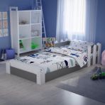 Tulip Life Montessori Karyola Beyaz-Antrasit 90X190 Yatak Uyumlu Oval Kesim Çocuk Yatağı TLP-306 - 90 x 190 cm - Antrasit - Beyaz