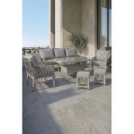 Tulipa Serisi 1.Sınıf 3+1+1+2 Puf Gri Rattan, Gri Minder Bahçe Balkon Oturma Koltuk Takımı