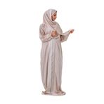 TULTEKS NAMAZ ELBİSESİ Uzun Kollu Maxi Abaya Elbise, Başörtüsü ile Birlikte, İşlemeli Detaylı, (BEJ, 2)