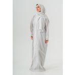 TULTEKS NAMAZ ELBİSESİ Uzun Kollu Maxi Abaya Elbise, Başörtüsü ile Birlikte, İşlemeli Detaylı, (GRİ, 3)