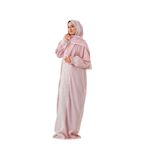 TULTEKS NAMAZ ELBİSESİ Uzun Kollu Maxi Abaya Elbise, Başörtüsü ile Birlikte, İşlemeli Detaylı, (PEMBE, 3)