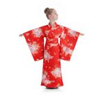 Tülü Akkoç Kırmızı Japon Kız Çocuk Kimono Kostümü