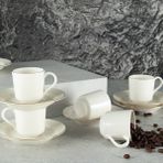 Tulu Topkapı 12 Parça 6 Kişilik Kahve Fincan Takımı 70 ml - Beyaz