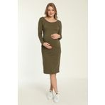 TULYY Monika Uzun Kollu Hamile Elbisesi Haki Renk (L)