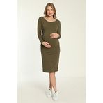 TULYY Monika Uzun Kollu Hamile Elbisesi Haki Renk (XL)