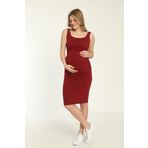 TULYY Pamuklu Penye Hamile Elbisesi Bordo Renk - Kısa Kol Yazlık Kadın Elbise (XXL)