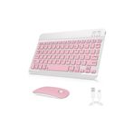 Tüm cihazlarla uyumlu kablosuz Bluetooth klavye ve mouse setimiz, sessiz, slim ve zarif tasarımıyla (Pembe)