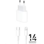 Tüm iPhone Modelleriyle Uyumlu Kablolu Set 25W Pd Akıllı Çip Hızlı Şarj Aleti Lighting Kablo C-L - Beyaz