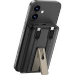 Tüm Modellerle Uyumlu Magsafe Hızlı Sarj Desteki 15W 10000 Mah Standlı Kablolu Taşınabilir Powerbank - Siyah