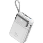 Tüm Modellerle Uyumlu Magsafe Hızlı Sarj Destekli Kablolu Taşınabilir Dijital Göstergeli Powerbank - Beyaz