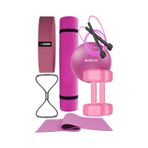 Tüm Vücut Fitnessı İçin İdeal Pilates Seti - Mindere, Dambıla Ve Daha Fazlasına Sahip Pembe