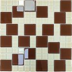 Tüm Yüzeyler Için Sütlü Kahve-Krem Mix. 30X30CM. Fileli Kristal Cam Mozaik ( 1 M2 Fiyatıdır ) - 30 x 30 cm