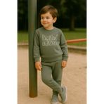 Tuma Collection Erkek Çocuk Kışlık Eşofman Takımı Limited Edition Yazılı Pamuklu Üç Iplik Şardonlu Günlük Kombin 2-3-4-5-6 Yaş - Yeşil - 3 Yaş