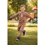 Tuma Collection Erkek Çocuk Kışlık Eşofman Takımı Sweatshirt Alt Pamuklu Üç Iplik Şardonlu Günlük Kombin 3-4-5-6-7 Yaş - 4 Yaş - Kahverengi-002