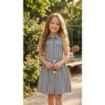 Tuma Collection Kız Çocuk Yazlık Çizgili Elbise %100 Pamuklu Kolsuz Kuşaklı Günlük Şık Kombin 5-6-7-8 Yaş - 6 - 7 Yaş - Siyah