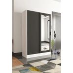 Tumblera Aura Grey White Aynalı Sürgü Kapaklı Portmanto & Vestiyer Ayakkablık Dolabı 9 Raflı 6 Askılı - Antrasit
