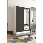 TUMBLERA Aura Grey White Aynalı Sürgü Kapaklı Portmanto & Vestiyer Ayakkablık Dolabı 9 Raflı 6 Askılı
