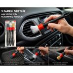 TUMKE Premium Yumuşak Tüylü Fırça 3’lü Fırça Seti Klima Temizleme Fırçası Oto Detay Fırça Seti Araba Klima Havalandırma Detaylı Temizlik Fırçası - Siyah- Kırmızı