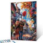 TUMOVO Romantik Eski Çift Rakamlarla Boya Yetişkin Manzara Kendin Yap Boyama Tuval Üzerine Akrilik Yetişkinler için Kolay Başlangıç Ev Modern Dekor 40 x 50 cm Hayvan Sevimli Köpek Dijital Resim Boho