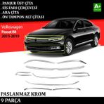 Tuna Oto Vw Passat B8 Far Üzeri Çıta & Sis Farı Çerçevesi & Ara Çıtası & Tampon Çitası Krom Takımı 2015 2016 2017 2018 2019