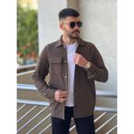 Tunahan Erkek Giyim Slimfit Kesim Erkek Ince Çizgi Desen Çift Cepli Gömlek-Kahve - XXL