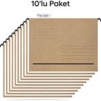Tunakart ASD2003 Plastik Çubuklu Askılı Telli Dosya 10'lu Paket - Kraft - 24x31,50 - Askılı dosya