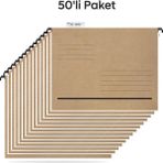 Tunakart ASD2003 Plastik Çubuklu Askılı Telli Dosya 50 Li Paket - Kraft - 24x31,50 - Askılı dosya