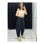 TUNAM BUTİK KREP KUMAŞ BEL LASTİKLİ BALON PANTOLON