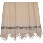 Tuncay Tekstil Buldan Kırmızı Kanaviçe El İşi Dantelli Keten Dokuma Bodrum Renkli 120x180 cm Güneşlik
