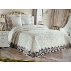 Tuncers Home Renkli Inci Dantel Battaniye Takımı - Krem - 240 x 260 cm