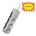 Tunçmatik Üçlü Akım Korumalı Priz Beyaz Renk Anahtarlı, 1.5 Metre Kablolu 1050 Joule Tsk19009