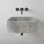 Tundra Gri Cilalı Duvara Montaj Mermer Lavabo Ntrvs221