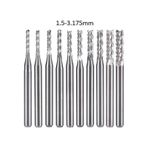 Tungsten Karbür Pcb Kesme Oyma Cnc Freze Uç 1.5-3.1Mm 10Lu Set