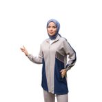 Tunik Pantolon Takım Tesettür Alt Üst Takım, Kadın İkili Eşofman Takımı (Gri, L)